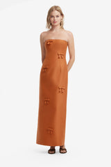 Rayna Bow Bustier Maxi Dress - Ochre
