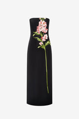 Rayna Embroidered Maxi Dress - Snapdragon Print in Ebony