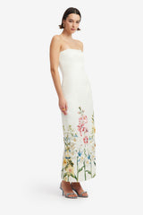 Rayna Embroidered Maxi Dress - Snapdragon Print in Snow