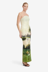 Ava Jacquard Bustier Maxi Dress - Serene Print