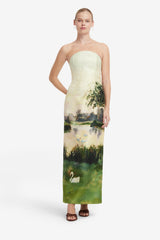 Ava Jacquard Bustier Maxi Dress - Serene Print