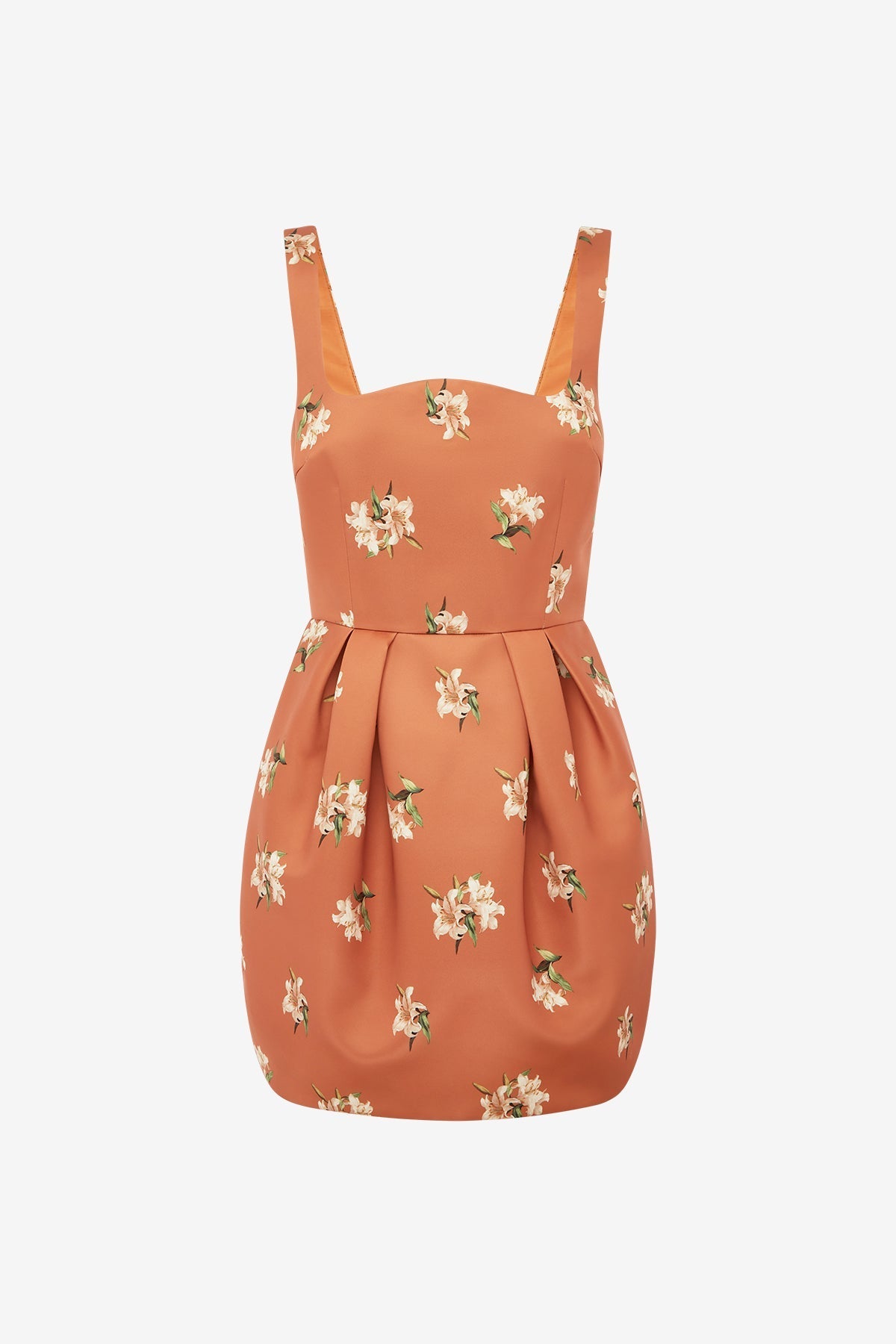 Piper Bell Shape Mini Dress - Lily Print in Ochre