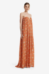 Dahlia Gown - Lily Print in Ochre