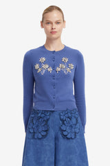 Claire Embellished Cashmere Blend Cardigan - Azure