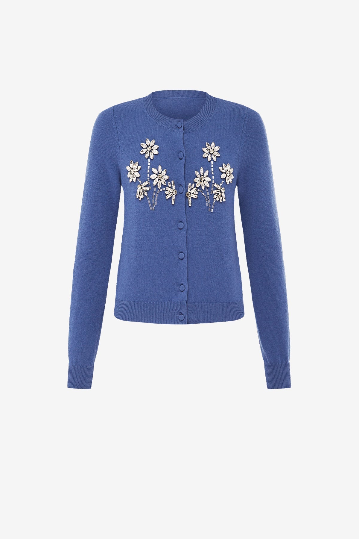 Claire Embellished Cashmere Blend Cardigan - Azure
