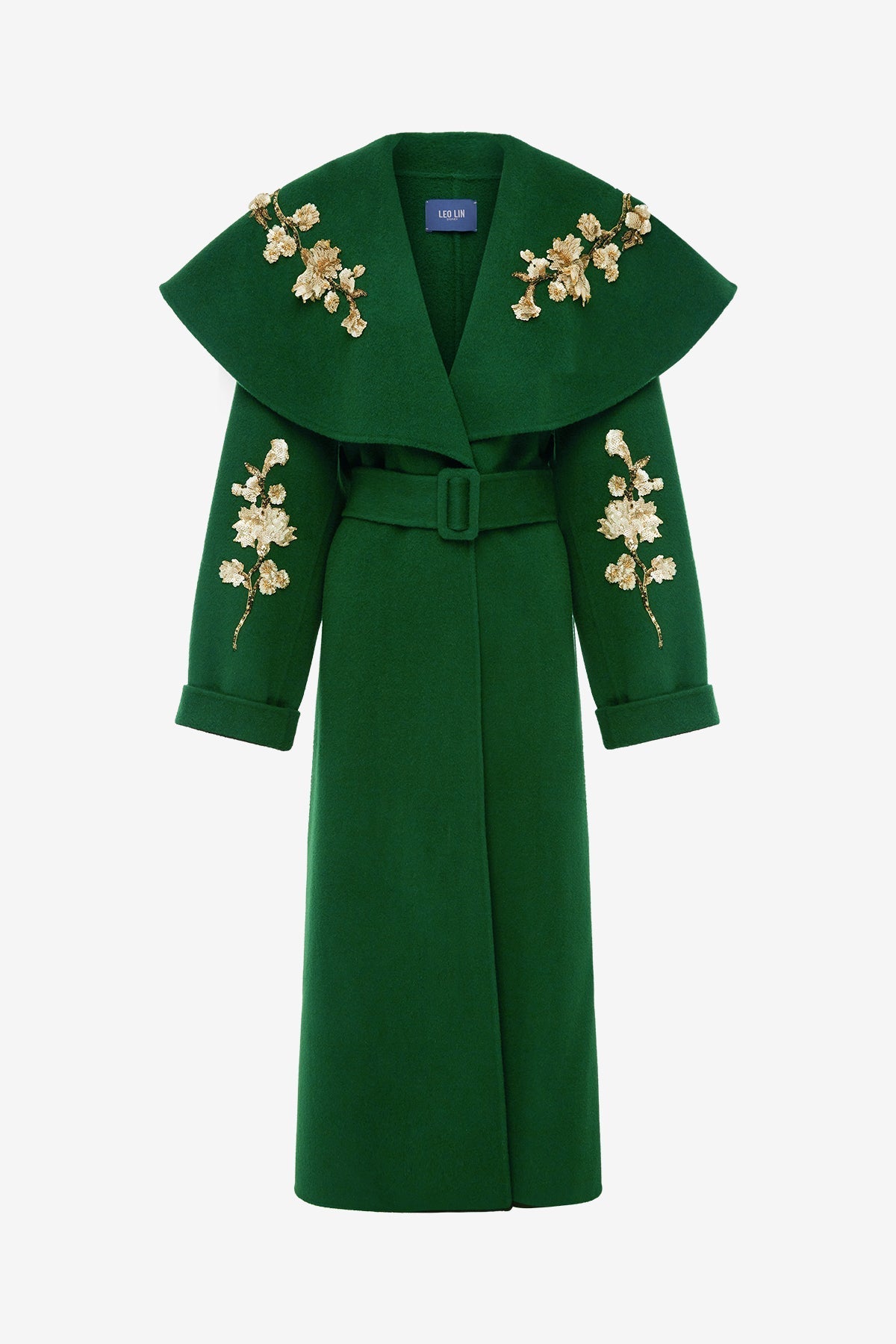 Joan Embellished Wool Coat - Forest