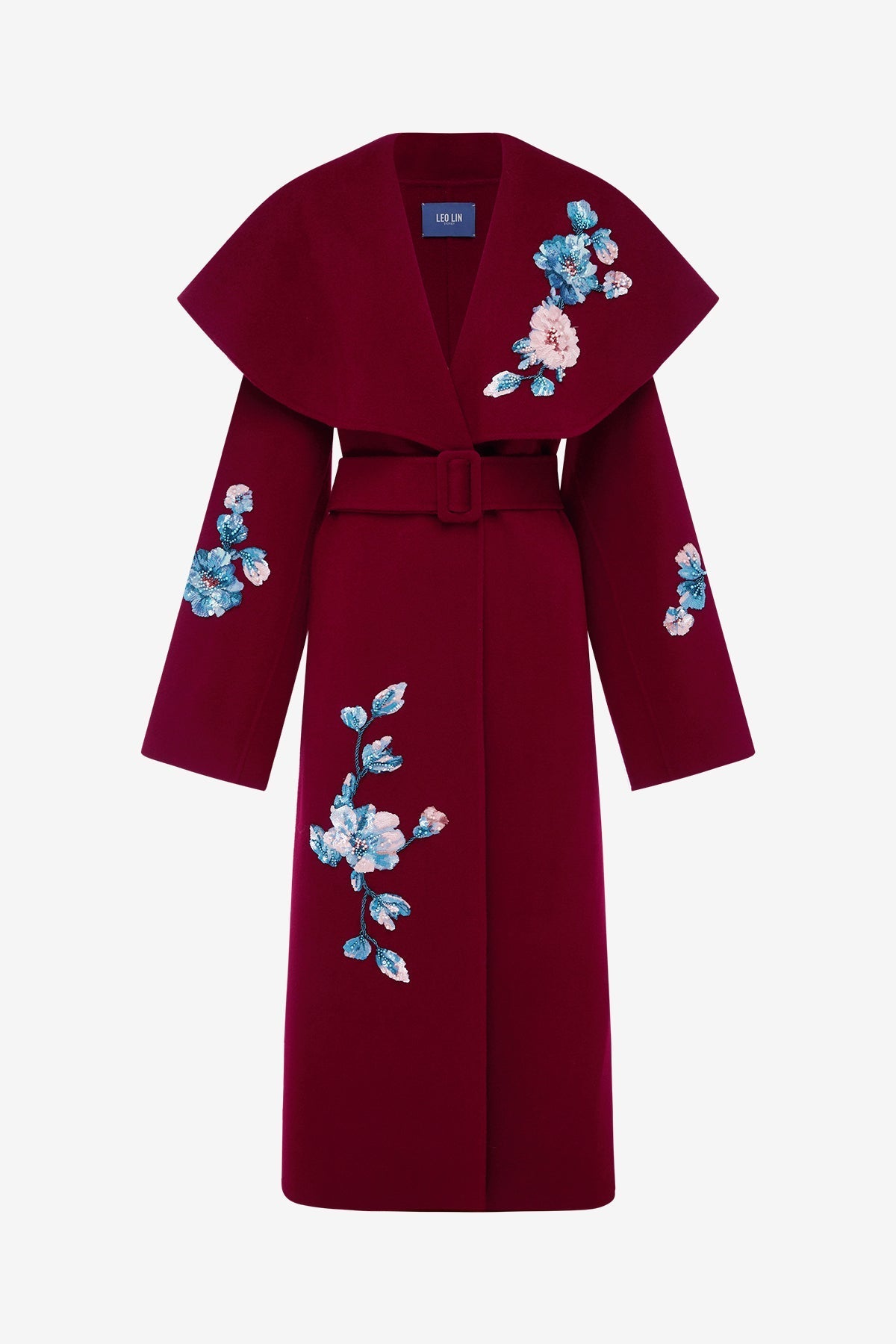 Joan Embroidered Wool Coat - Cosmos Print