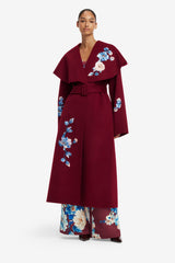 Joan Embroidered Wool Coat - Cosmos Print