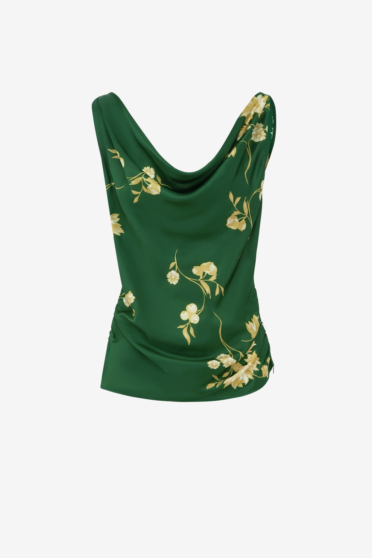 Zuri Cowl Neck Top - Forest Print