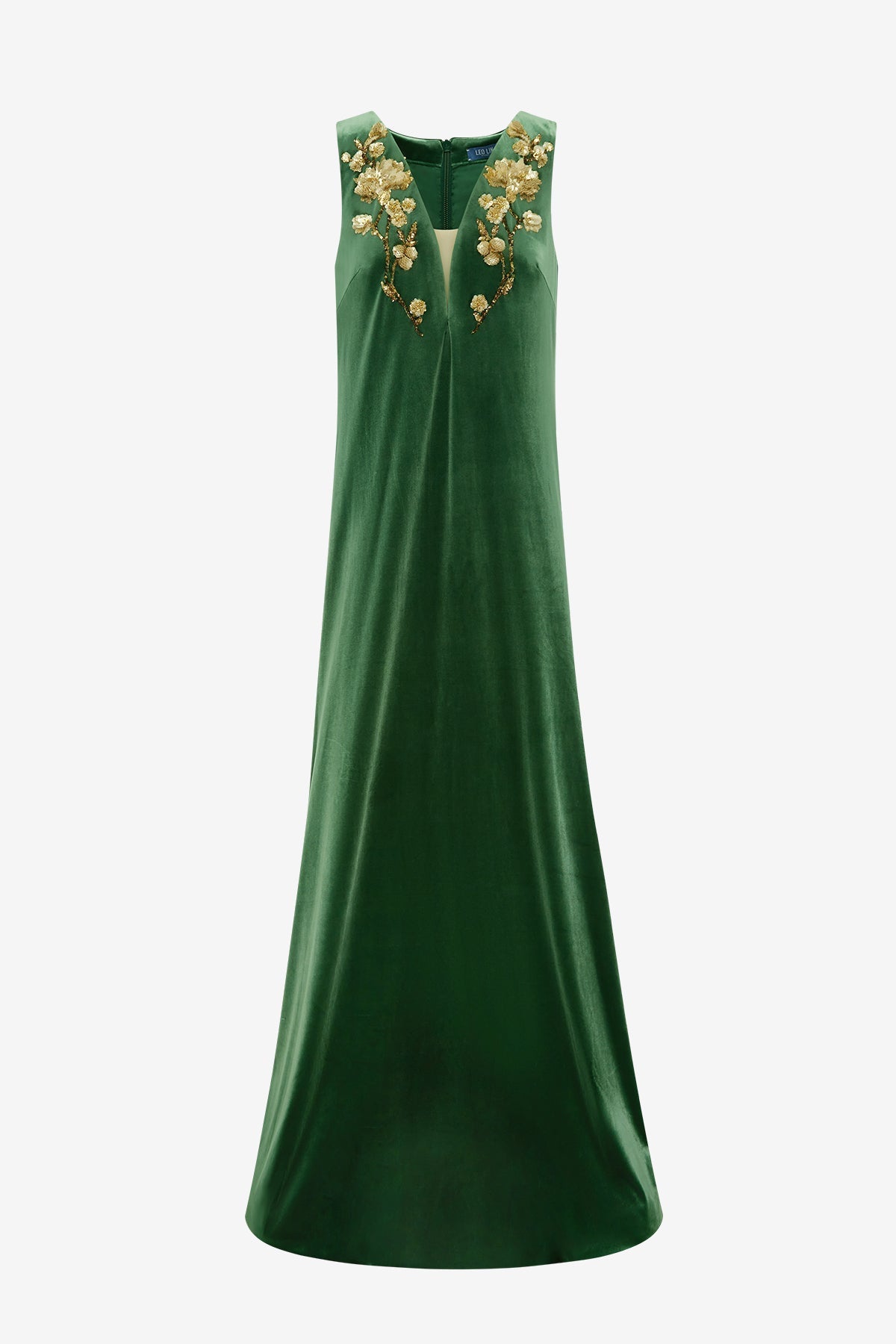 Agathy Velvet Embellished Gown - Forest