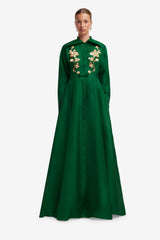 Josephine Embellished Silk Gown - Forest