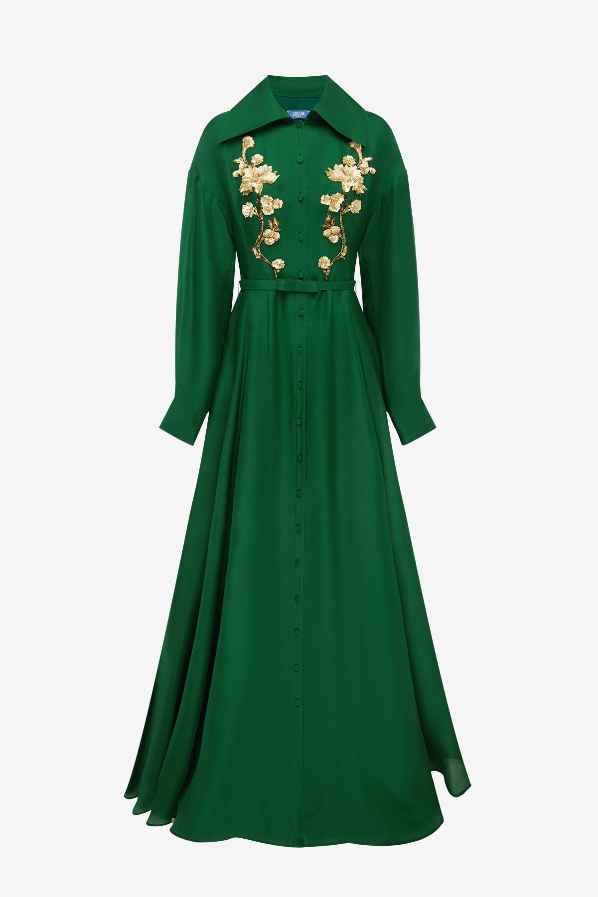 Josephine Embellished Silk Gown - Forest