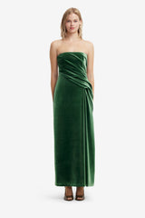 Florence Velvet Ruffled Maxi Dress - Forest