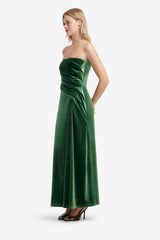 Florence Velvet Ruffled Maxi Dress - Forest