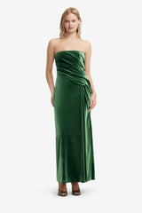 Florence Velvet Ruffled Maxi Dress - Forest