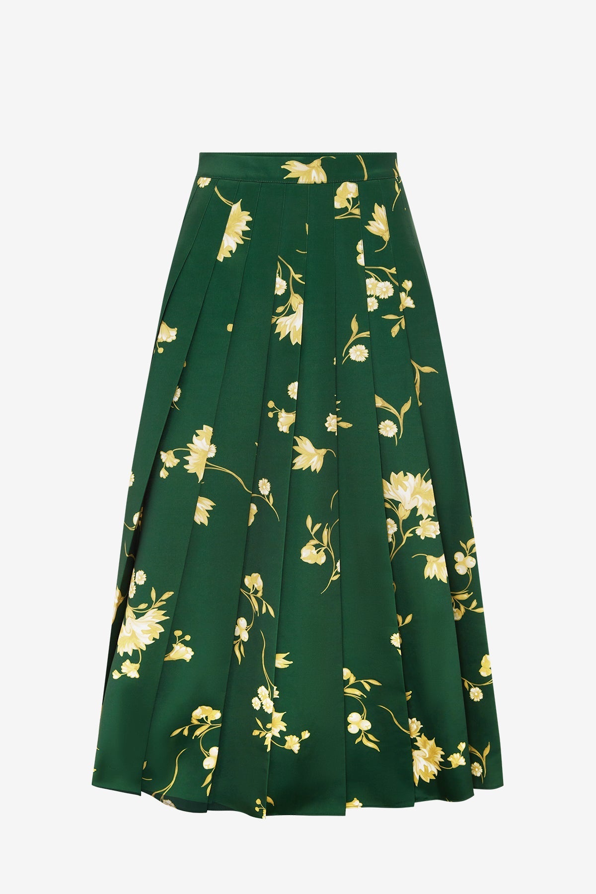 June Pleated Maxi Skirt - Forest Print