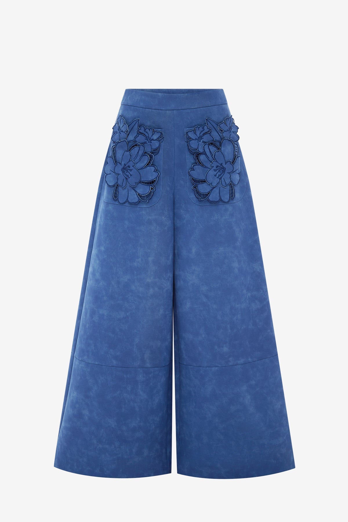 Christine Appliqué Vegan Suede Pants - Azure