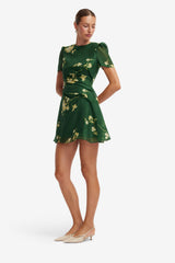 Elyse Short Sleeve Mini Dress - Forest Print