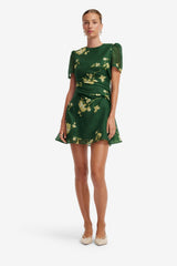 Elyse Short Sleeve Mini Dress - Forest Print