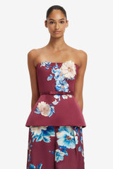 Nadia Embroidered Bustier Top - Cosmos Print