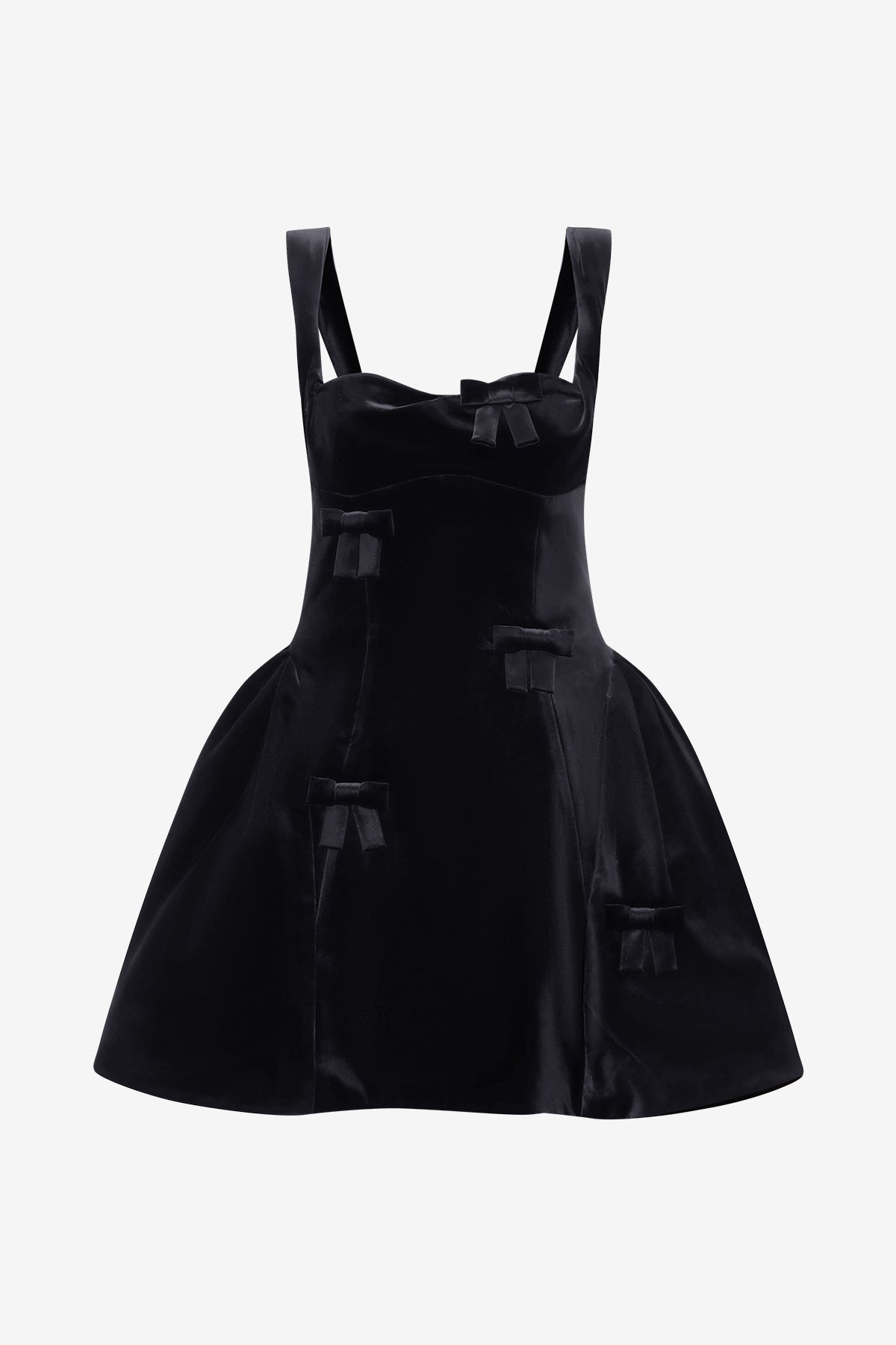 Ariel Velvet Bow Mini Dress - Ebony