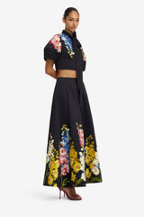 Elina Maxi Skirt - Snapdragon Print in Ebony