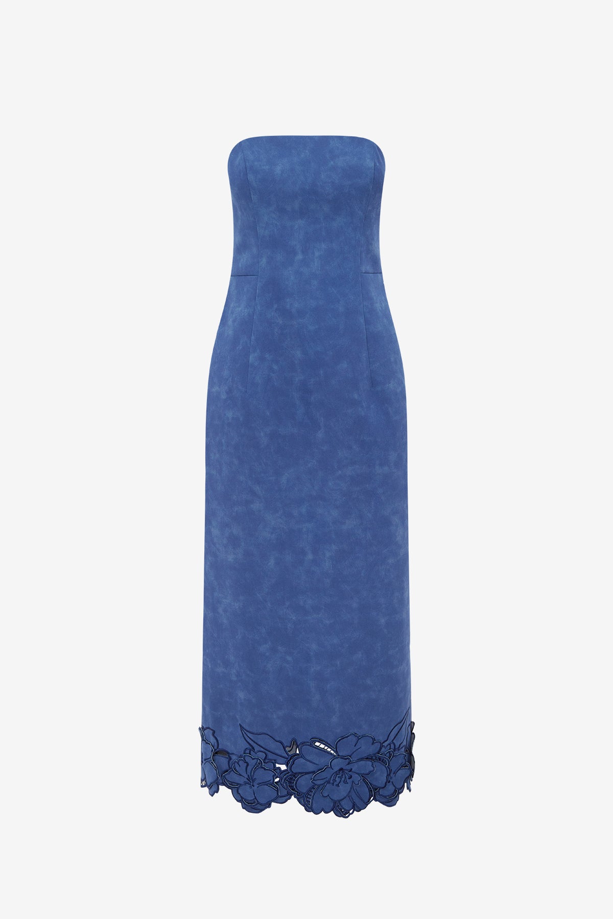 Rayna Appliqué Vegan Suede Bustier Maxi Dress - Azure