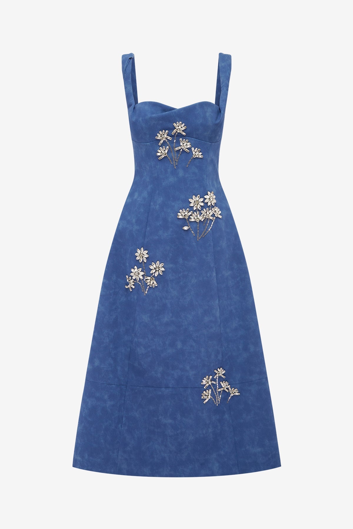 Beatrice Embellished Vegan Suede Midi Dress - Azure