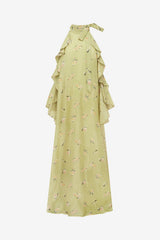 Anne Ruffled Maxi Dress - Pistachio Rose Print
