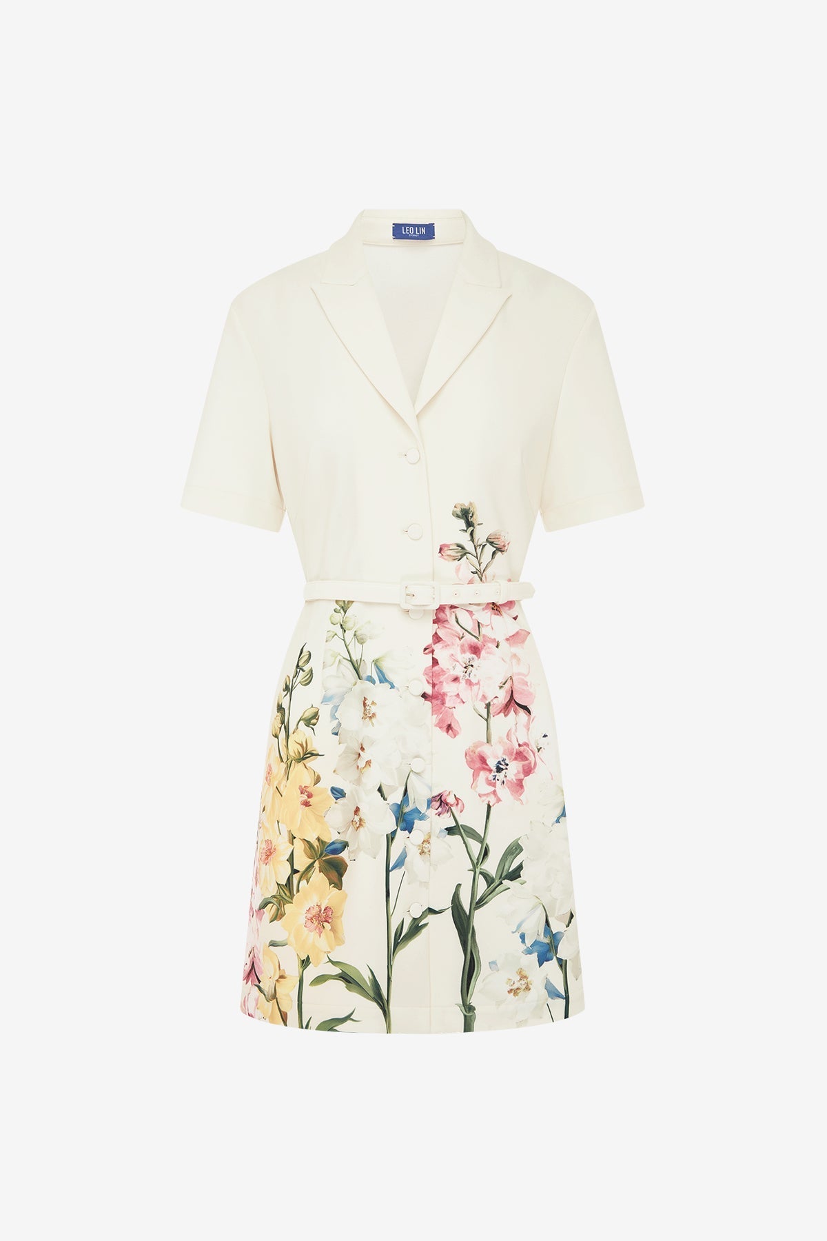 Brigitte Mini Dress - Snapdragon Print in Snow