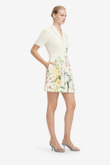 Brigitte Mini Dress - Snapdragon Print in Snow