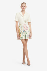 Brigitte Mini Dress - Snapdragon Print in Snow