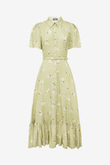Becca Short Sleeve Midi Dress - Pistachio Rose Print