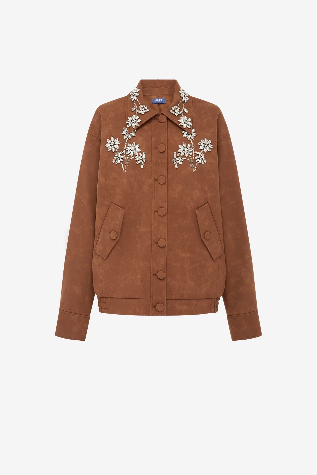 Astrid Embellished Vegan Suede Jacket - Chestnut