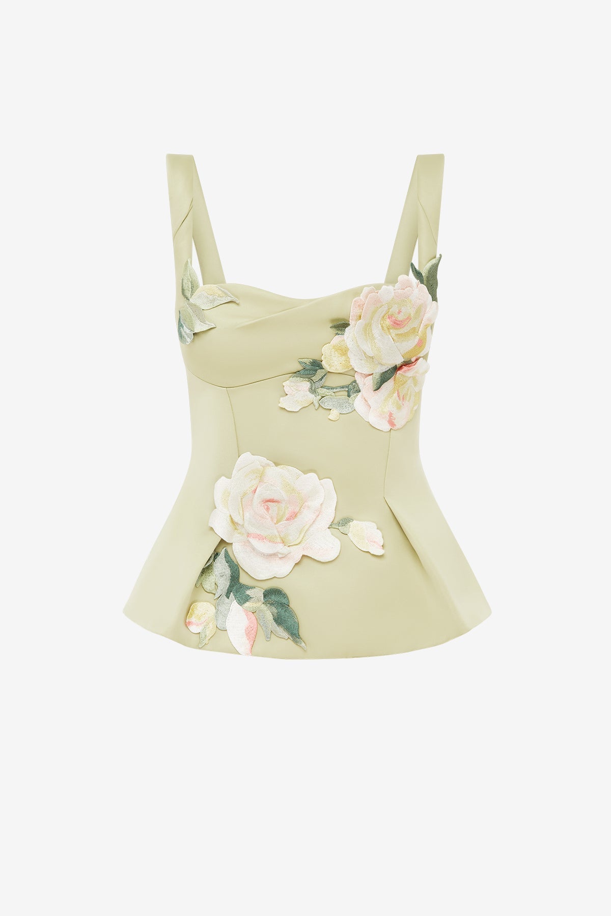 Georgia Embroidered Top - Pistachio Rose Print