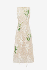 Cleo Embellished Lace Sleeveless Midi Dress - Snow Meadow