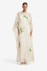 Willow Embellished Lace Kaftan Maxi - Snow Meadow