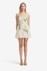 Roselle Embellished Lace Bustier Mini Dress - Snow Meadow