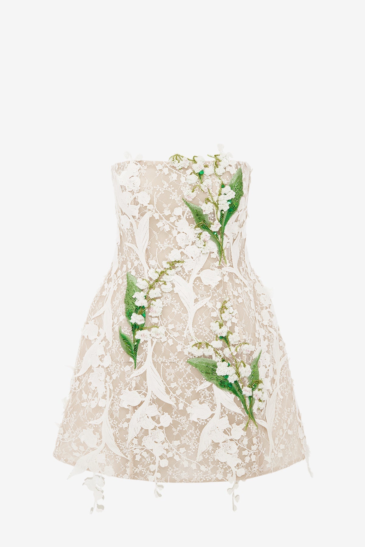 Roselle Embellished Lace Bustier Mini Dress - Snow Meadow