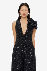 Anna-May Sequin Vest - Onyx