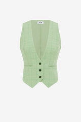 Anna-May Tweed Vest - Caledon Green