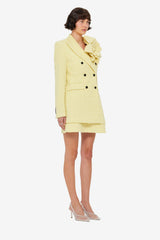 Jazlyn Tweed Blazer - Sorbet Yellow