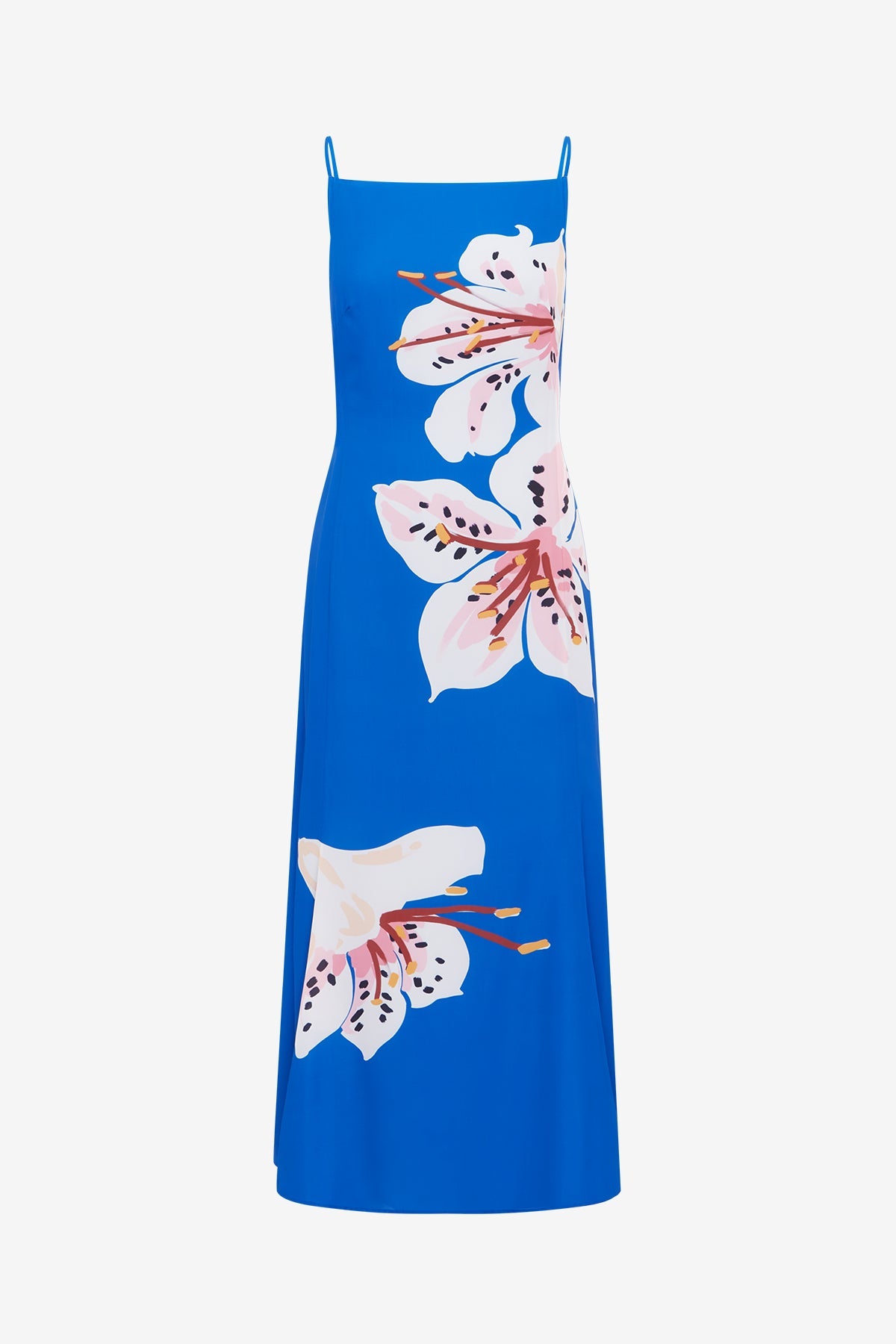 Regina Midi Dress - Lily Print in Cobalt