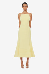 Regina Tweed Midi Dress - Sorbet Yellow