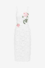 Larissa Embroidered Lace Midi Dress - Snow