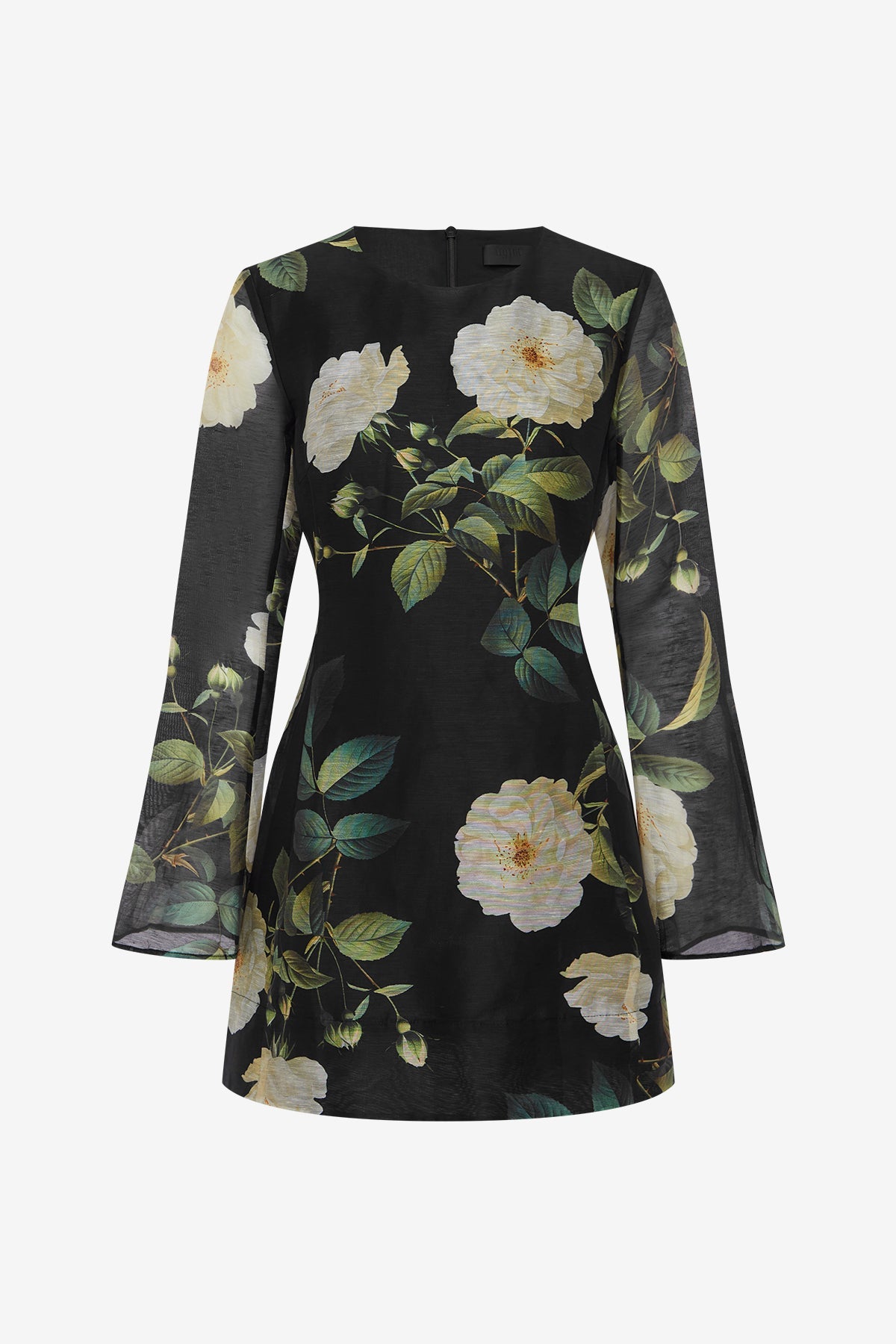 Suzanne Bell Sleeve Mini Dress - White Rose Print