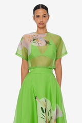 Indie Sleeve Top - Lily Print in Parakeet