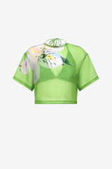 Indie Sleeve Top - Lily Print in Parakeet