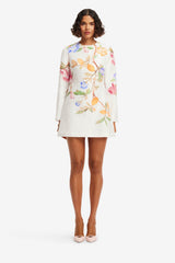 Aliza Long Sleeve Mini Dress - Lemon Vine Print in Snow