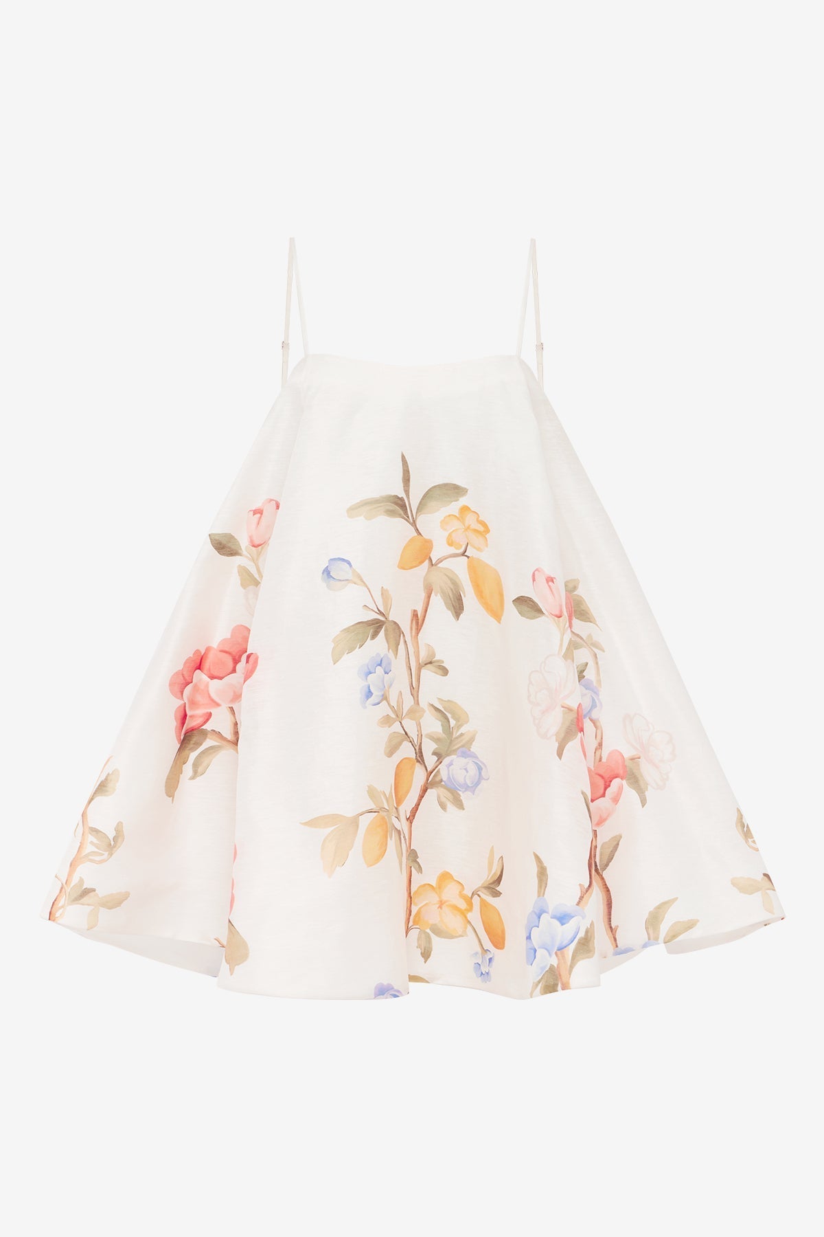 Caitlin Mini Dress - Lemon Vine Print in Snow